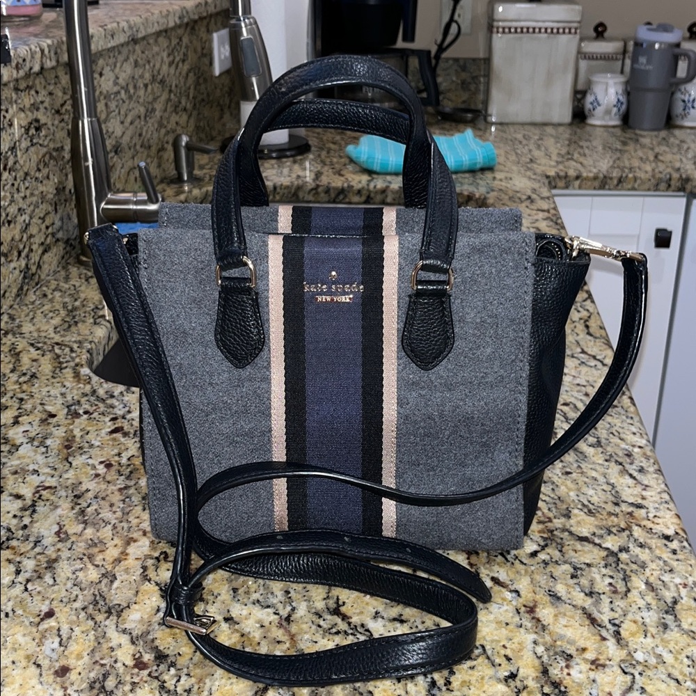 Kate Spade Gray and Black Striped Bag